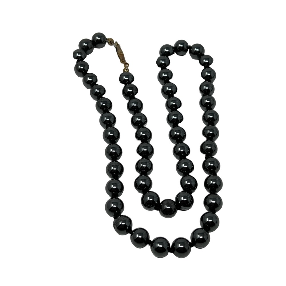 Hematite Beaded Necklace Barrel Clasp Closure 20 inches - Picture 4 of 7